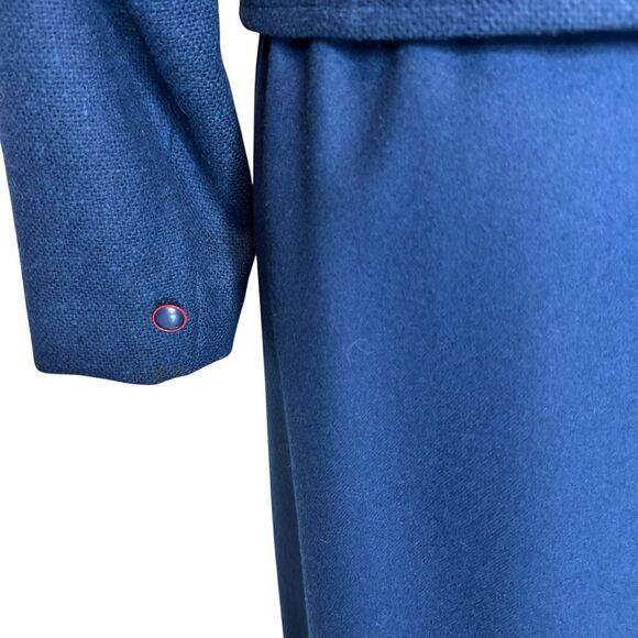 Pendleton Vintage 1970s Navy Blue Wool Tweed Midi Skirt Suit | Size 10 - Picture 8 of 11
